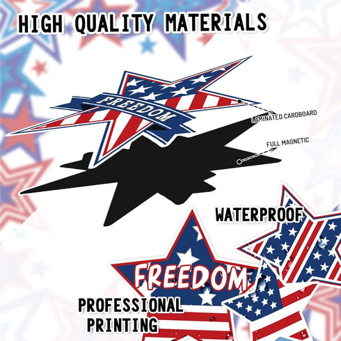 Whaline 24Pcs Patriotic Refrigerator Magnets, 4th of July Stars Fireworks Magnetic Stickers for Decor