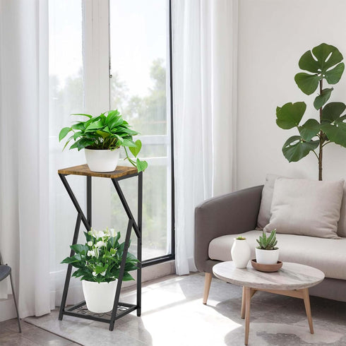 2 27" Plant Stand Indoor, Tall Plant stands for Indoor Outdoor Plants, Tier Plant Tables Square Plant Shelves Metal