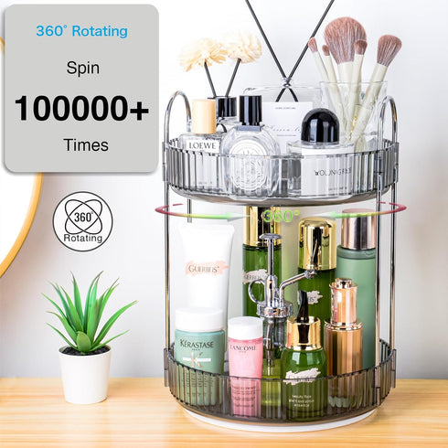 360 2 Counter Countertop 2 Rotating Makeup Organizer, Tier Lazy Susan Bathroom Organizer, Skincare Organizers, Spinning