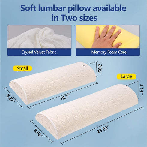 Cozyhealth 3.15"H*23.6"L - - Soft Lumbar Pillow for Sleeping, Memory Foam Back Lumbar Support Cushion for Lower Back