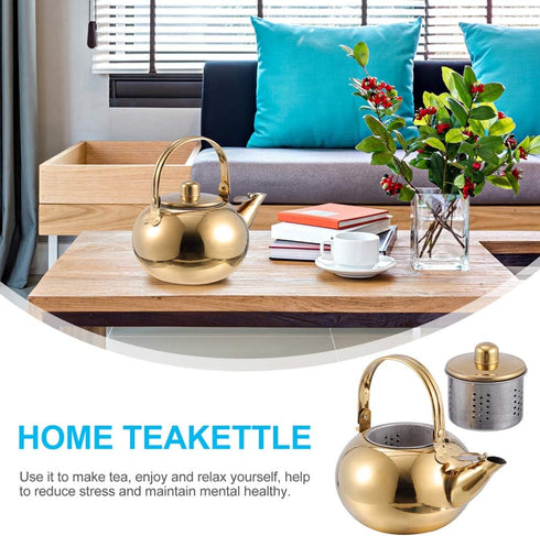 Cabilock Stainless Steel Tea Kettle, Stovetop Teapot with Removable Infuser, Portable for Coffee and Loose Tea