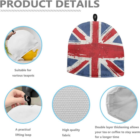 British Flag Union Jack Tea Kettle Cover, Durable Teapot Cozy for Home Kitchen and Tea Party Decor Accessories