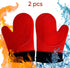 2PCS Red Black Extra Large Silicone Oven Mitts and Pot Holders - Heat Resistant Gloves for Cooking
