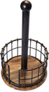 13.25-Inch, Pfaltzgraff Anvil Wire And Acacia Wood Paper Towel Holder, Antique Black