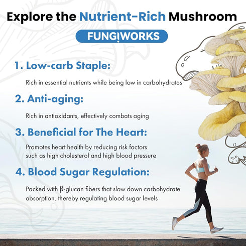 Fungiworks 4lbs 10 Organic Edible Golden Oyster Mushroom Growing Kit, Made in USA, Double-Side Mushroom Grow Kit