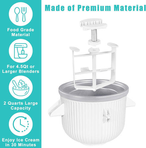 SIMBIKOO 4.5 2-Quart Frozen Frozen Ice Cream Maker Attachment for KitchenAid Stand Mixer, Kithcen aid Ice Cream Maker