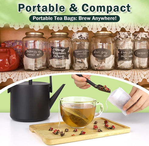 POSTANTIN 200Pcs (3.54x2.75 Inch) Disposable Tea Bags for Loose Leaf Tea, Empty Tea Filter Bags for Cooking, Infuser