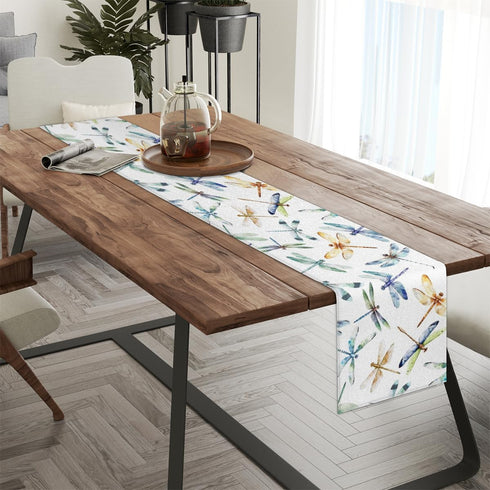Aglebo 108 Inches 13 108 Inches Cute Dragonfly Table Runner Washable Table Runners Long Kitchen Dining Table Decoration