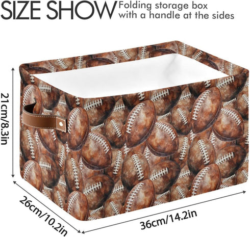 Football Rectangular Storage Basket Organizer Bin for Home, Office, and Dorm Use