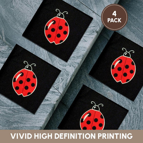 3dRose CST_22186_3 Lily Ladybug Ceramic Tile Coasters, Set of 4