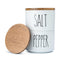 Heartland Home Ceramic Salt and Pepper Bowls, Dual Holder Salt Cellar with Lid, Stackable Set with Airtight Wooden Lids