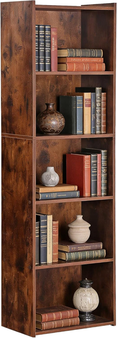 ZENY 5-Tier Shelf Bookcase, Freestanding Wood Storage Display Open Bookshelf for Home