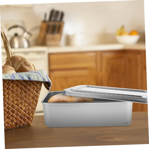 Box Covered Baking Tray - Stainless Steel Bakeware with Lid, Bread Baking Pan, Oven Tray