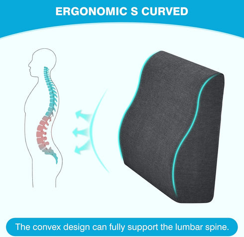 TANYOO Back Support Pillow for Recliner Dual Layer Lumbar Support Pillow with Gel Memory Foam Ergonomic Orthopedic
