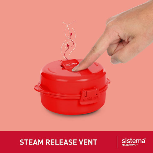 270 ml 1 Count Sistema Easy Eggs Microwave Egg Cooker Egg Poacher with Steam Release Vent BPA-Free Red