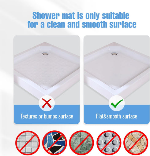 Stall,236 24x24 Inch Shower Mat Non-Slip Bath Mat for Tub and Shower Suction Cups with Drain Holes, Quick Dry Machine