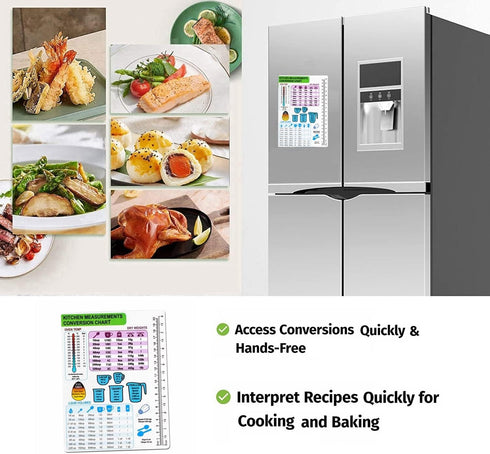 Kitchen Conversion Chart Magnet, 8.58In Measurement Refrigerator Magnet, Cooking Measurement Conversion Chart