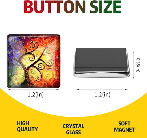 12Pcs Strong Magnetic Refrigerator Magnets, Square Glass Fridge Decoration for Office Whiteboard and Cabinet