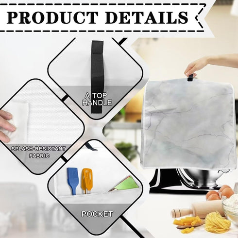 Marbling Print Auto Mixer Cover, Compatible with 5-8 Quarts Large Blender, Washable Dust Proof Kitchen Appliance Cover