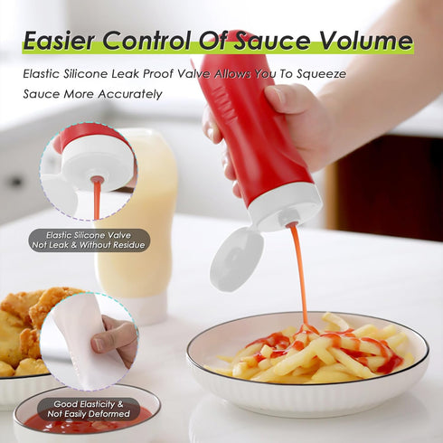 Nacxbwer Condiment Squeeze Bottles for Ketchup Hot Sauce Liquids Oil with Caps for Condensed Milk and Mustard Salad