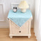 Square Tablecloth 24x24 Inch Blue Leaves Pattern with Fringe Edge Waterproof Washable
