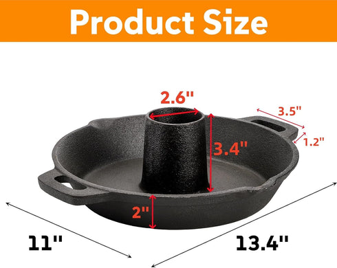 Cast Iron Chicken Roaster, Beer Can Chicken Holder Turkey Fryer with Roasting Pan, Poultry Roaster Stand Barbecue