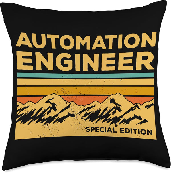 Vintage Automation Engineer Throw Pillow, 18x18, Multicolor