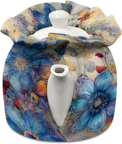 Hippie Floral Tea Pots Cosy Cotton Kettle Dust Cover Teapots Dust Cover Insulated Breakfast Pot Cover Kitchen Tea Cosy Tea Cozies with Cotton Keep Warm for Dining Room