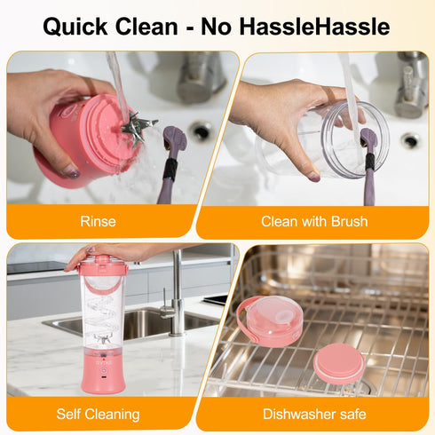 18000RPM 20Oz Frozen Portable Blender Dual Mode Blending Cup Ice Crushing Smoothie Fruit Mini Home Gym Travel(Pink)
