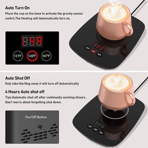 25 131/ 55or 167/ 75 Coffee Mug Warmer for Desk with Heating Function Watt Electric Beverage Warmer with Adjustable