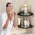 nohozi 360Rotating Caddy(2-Pack), Corner Shower No-Drill Adhesive Shower Shelf Organizer with Hooks, Lazy Susan