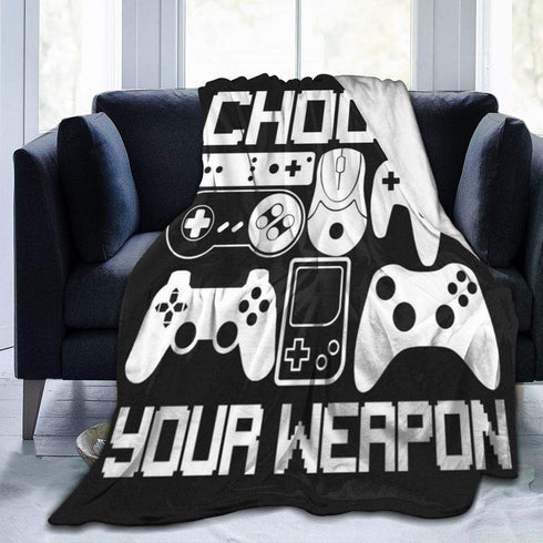Your Weapon Gamer Gaming Gifts - Ultra Soft Flannel Throw Blankets for Living Room, Bedroom, Couch, Office (50"x40")