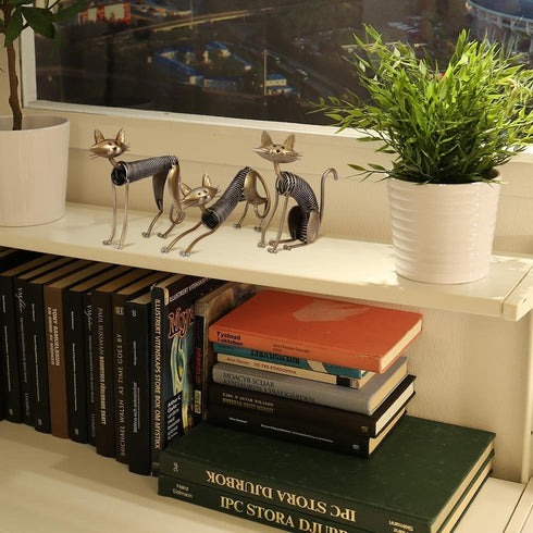Tooarts Metal Sculpture Iron Art Cat Spring Handicraft for Home Decoration