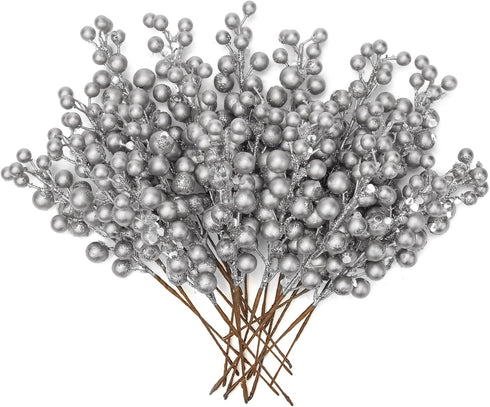 Briful 20 PCS Artificial Christmas Berry Picks, 8.7" Faux Berry Stems Spray