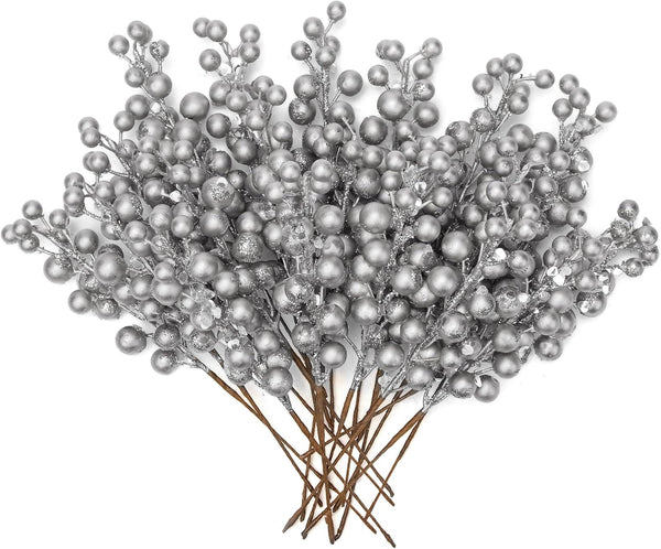 Briful 20 PCS Artificial Christmas Berry Picks, 8.7" Faux Berry Stems Spray