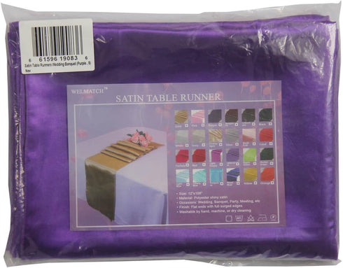 Dark Purple Satin Table Runners - 5 pcs Wedding Party Banquet Event Decoration 12" x 108"
