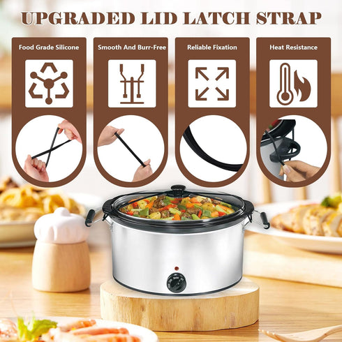 (2 Pack) IWIWE Lid Latch Strap Rubber Band 6,7,8 Quart Compatible with Hamilton Beach Crock Pot