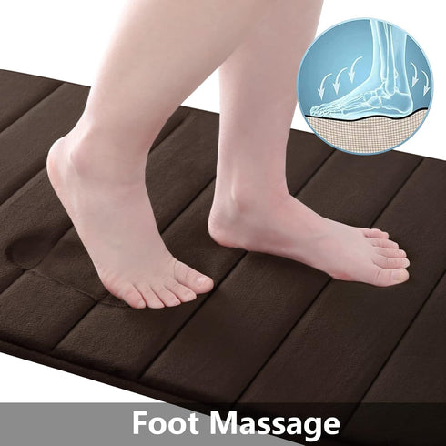 Buganda Bathroom Rug and Mat Set, 2 Piece Memory Foam Bath Mat and U-Shaped Toilet Rug, Soft Non Slip Absorbent