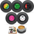 6 Pcs Vinyl Record Coasters 4.1" Diameter Retro Drink Coasters Non-Slip Heat