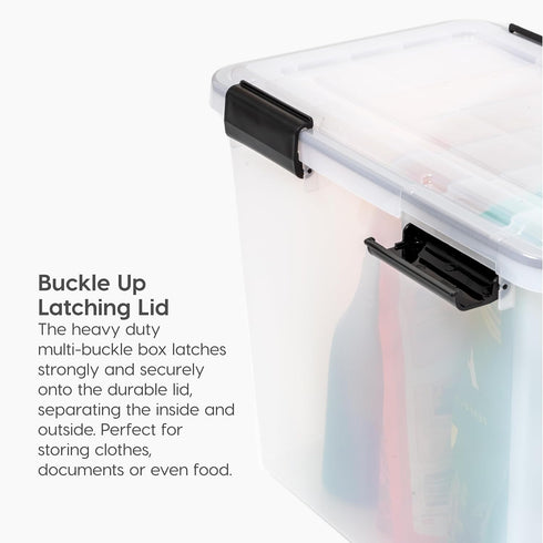 IRIS USA WeatherPro File Box Organizer for Letter/Legal Files, Water Resistant Document Box, Clear 32 Qt.