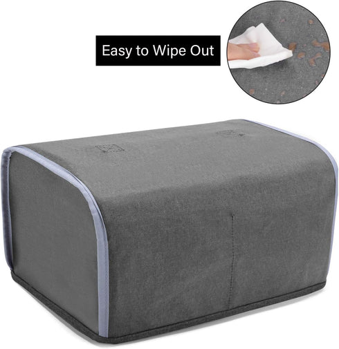 Yarwo 4 Slice Toaster Cover, Gray with Grid, Fits Most Long Slot Toasters, Pockets and Top Handle
