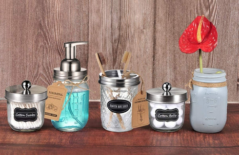 Amolliar Mason Jar Foaming Soap Dispenser Pump Lids, Rustproof Stainless Steel for Regular Mouth Mason Jar, 2Pack