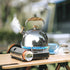 Whistling Tea Kettle Stovetop, Food Grade Stainless Steel Teapot with Wood Pattern Handle, 2.5 Liter Silver