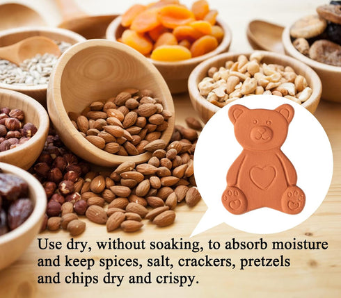 dgudgu 4 PCS Terracotta Brown Sugar Saver Discs Terra Cotta Bear Shaped Brown Sugar Keeper Softener Disc