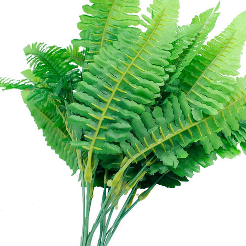 Leoyoubei 4 Bunches 14" Ferns, Artificial Boston Fern Bush Plant for Indoor Outdoor Hanging Basket Decor