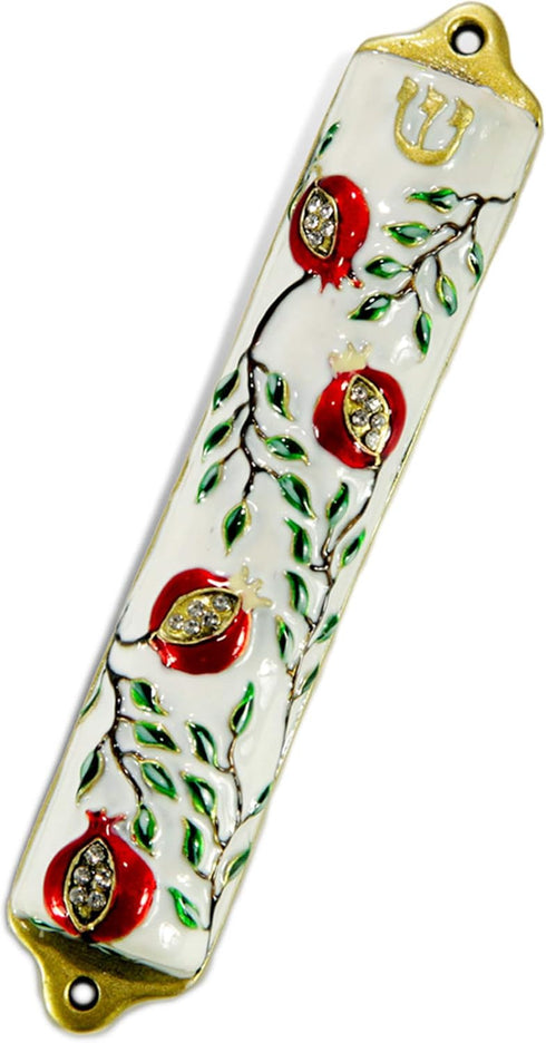 Door Mezuzah Case - Modern Pomegranate Tree Design 4" Jewish Mezuzah Cover for Home Blessing