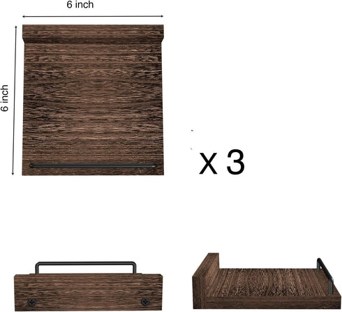 6X6 Inches Set 3 RYOFOBETTO Small Floating Shelf, Farmhouse Wall Shelves for Living Room, Bedroom, Picture Frames