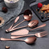 6-Piece Copper Serving Flatware Set, Stainless Steel Utensil Set, Includes Cake Server, Spoons, Fork, Knife