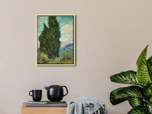 Wieco Art Framed Wall Art Cypresses, Van Gogh Giclee Canvas Print for Modern Home Decor
