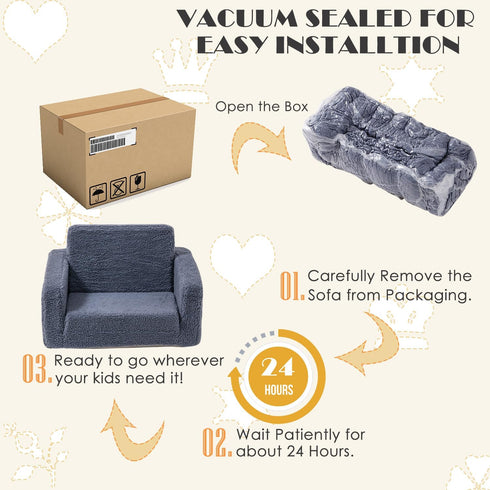 SUFUS 2-in-1 Toddler Baby Chair Couch Sofa Kids Foldable Sherpa Fold Out Couch Toddler Chairs Comfy for Boys & Girls